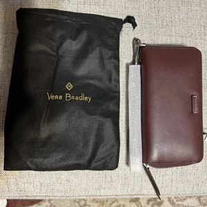 Brown leather wristlet/wallet by Vera Bradley